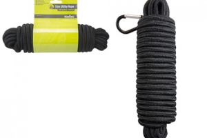  583008 Summit Black Utility Rope with Carabiner 15m x 9mm